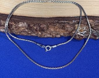 Oxidized sterling silver chain necklace 16'', 18'', 20'', 22'', 24'', braided, 1.2 mm in diameter
