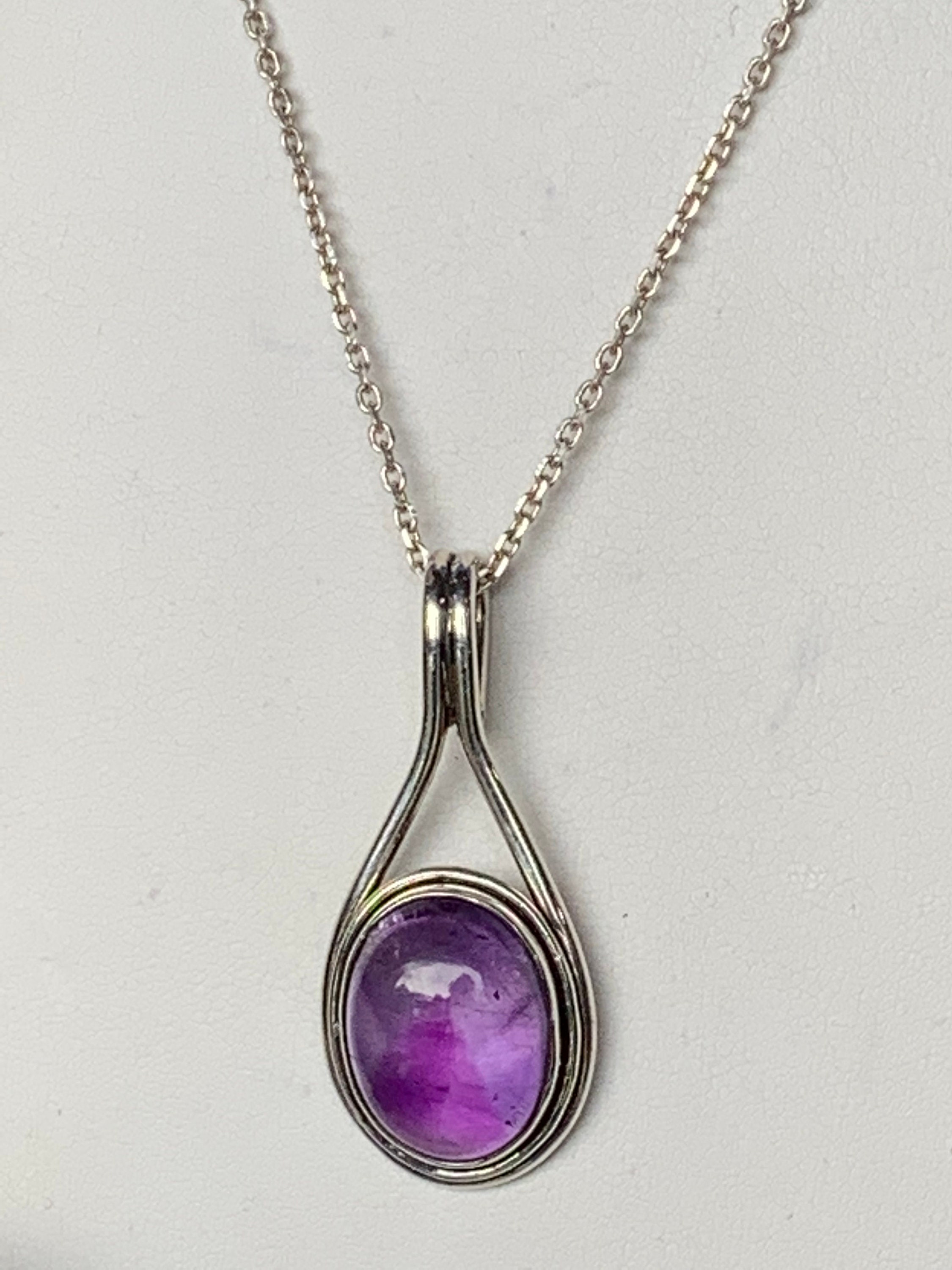 Natural amethyst pendant set with 925 sterling silver Etsy