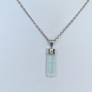 Aqua marine pendant set with sterling silver, natural aqua marine crystal image 3
