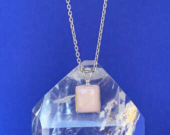 Pink opal pendant set with sterling silver, Peruvian opal