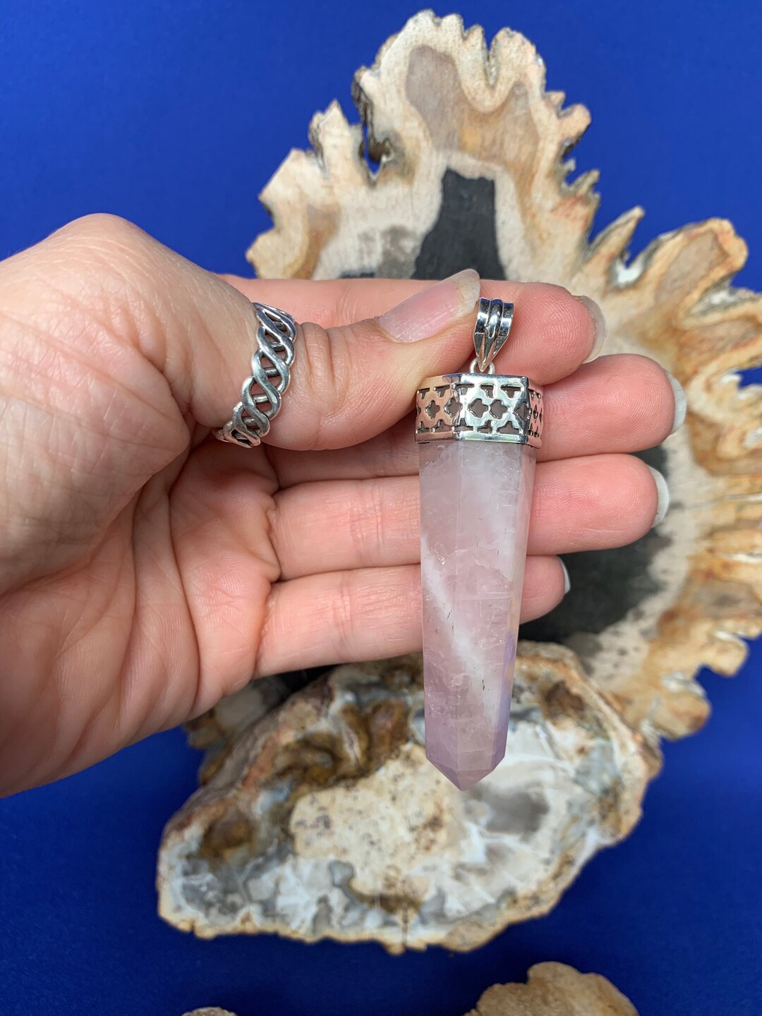 Large Rose Quartz Crystal Point Set With Sterling Silver - Etsy Canada