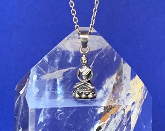 Buddha pendant made with sterling silver, 3D meditating Buddha
