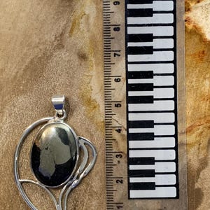 Pyrite and sterling silver pendant, leaf shape design image 8
