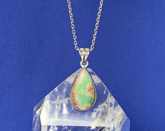 Variscite pendant set with sterling silver, natural and rare stone