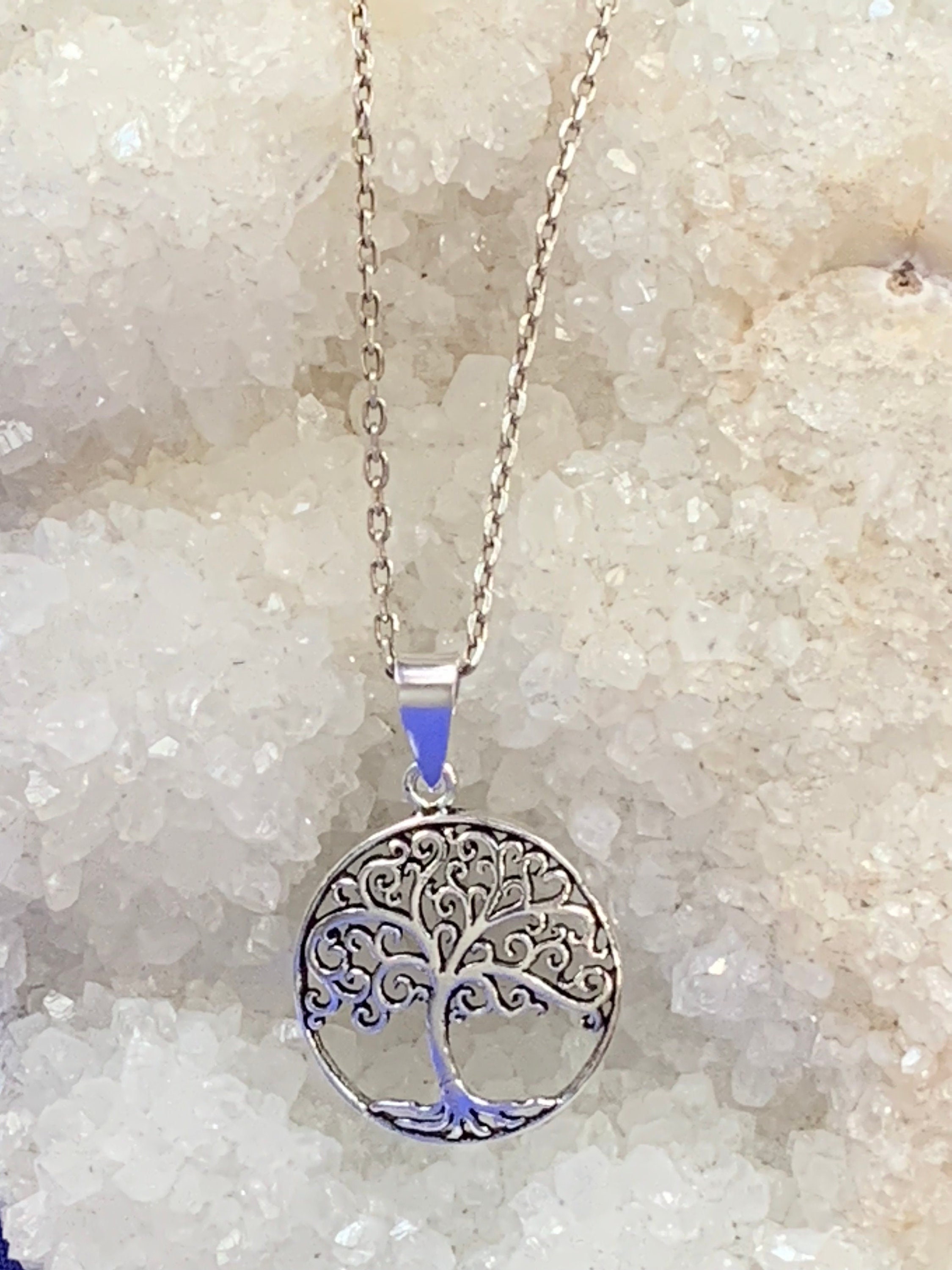 Gnoce Fashionable Tree of Life Gemstone-Inlaid Sterling Silver Necklace -  Gnoce.com