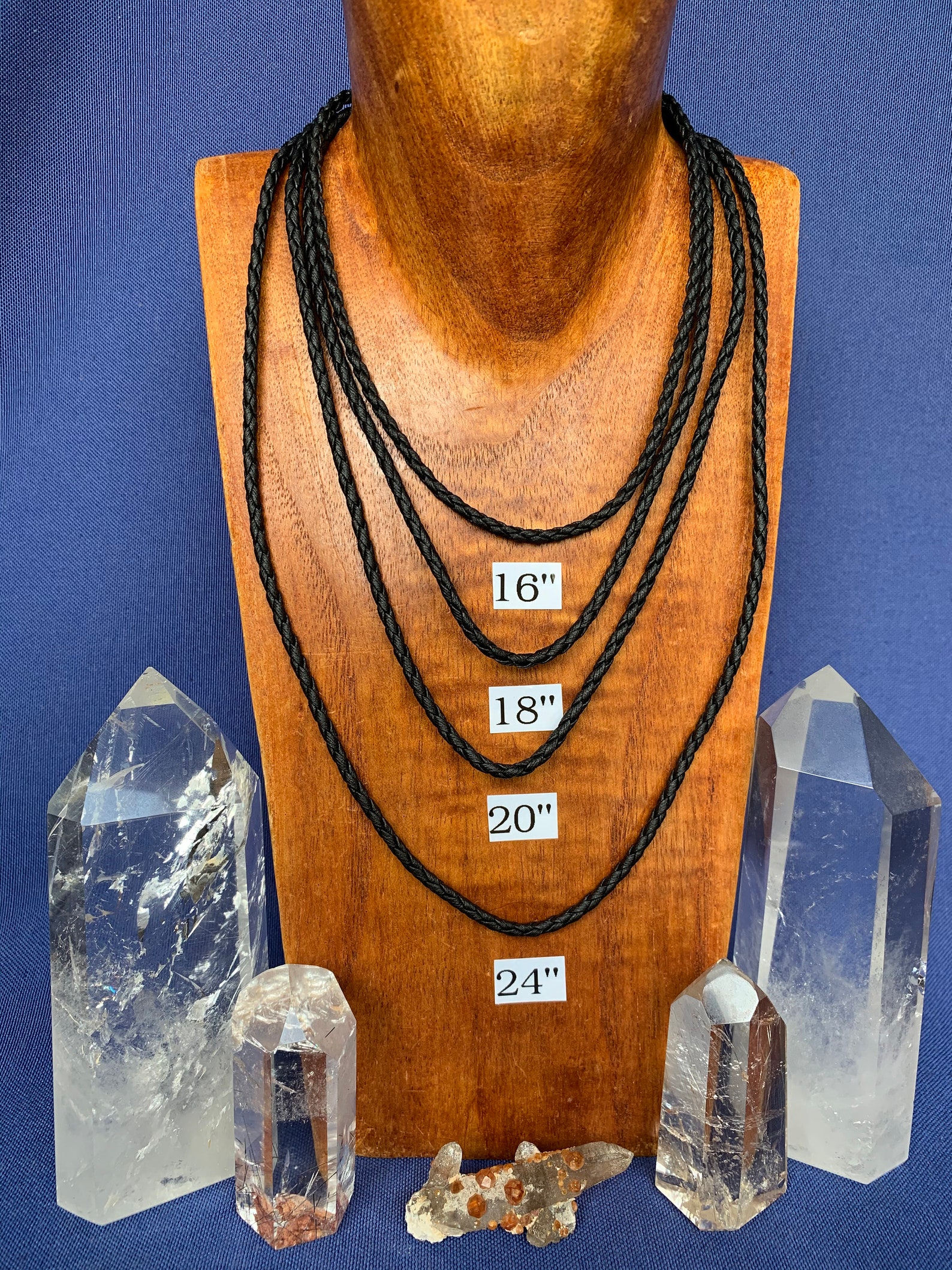 Black Braided Cord Necklace Sterling Silver Claps and Etsy