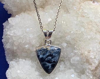 Pietersite pendant set with sterling silver, unisex design