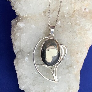 Pyrite and sterling silver pendant, leaf shape design image 5