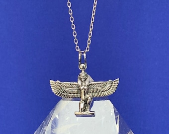 Isi pendant made with sterling silver, winged Egyptian goddess