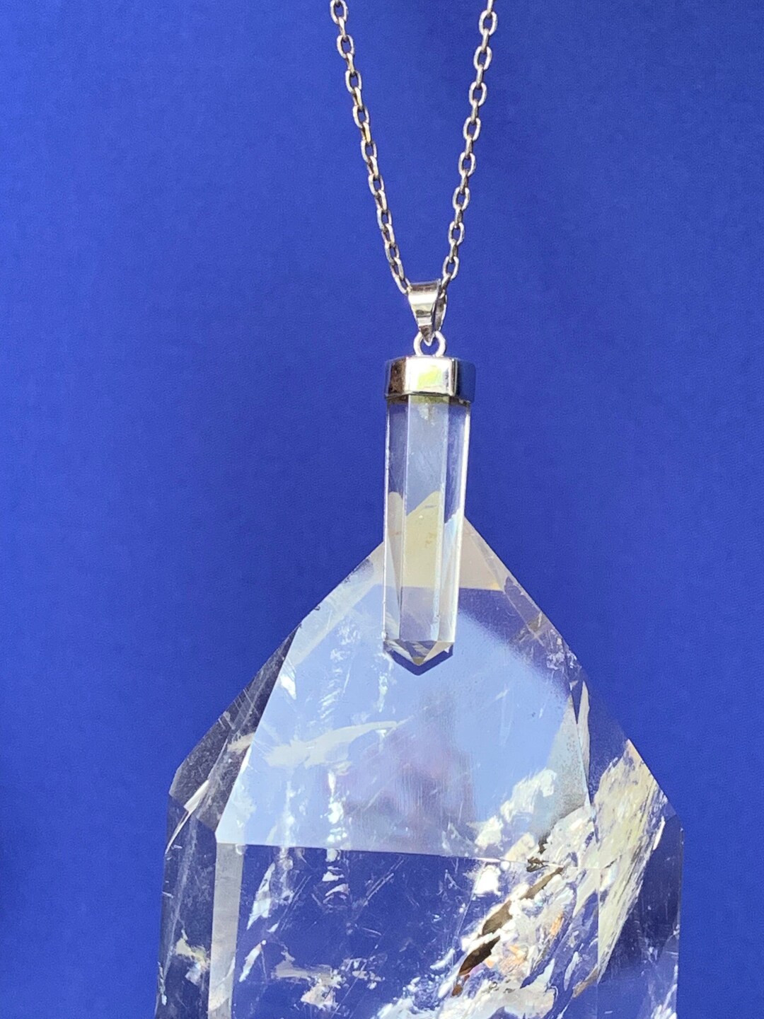 Clear Quartz Pendant Set With Sterling Silver Rock Cristal Natural