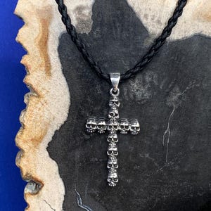 Sterling silver skull cross necklace for men or women