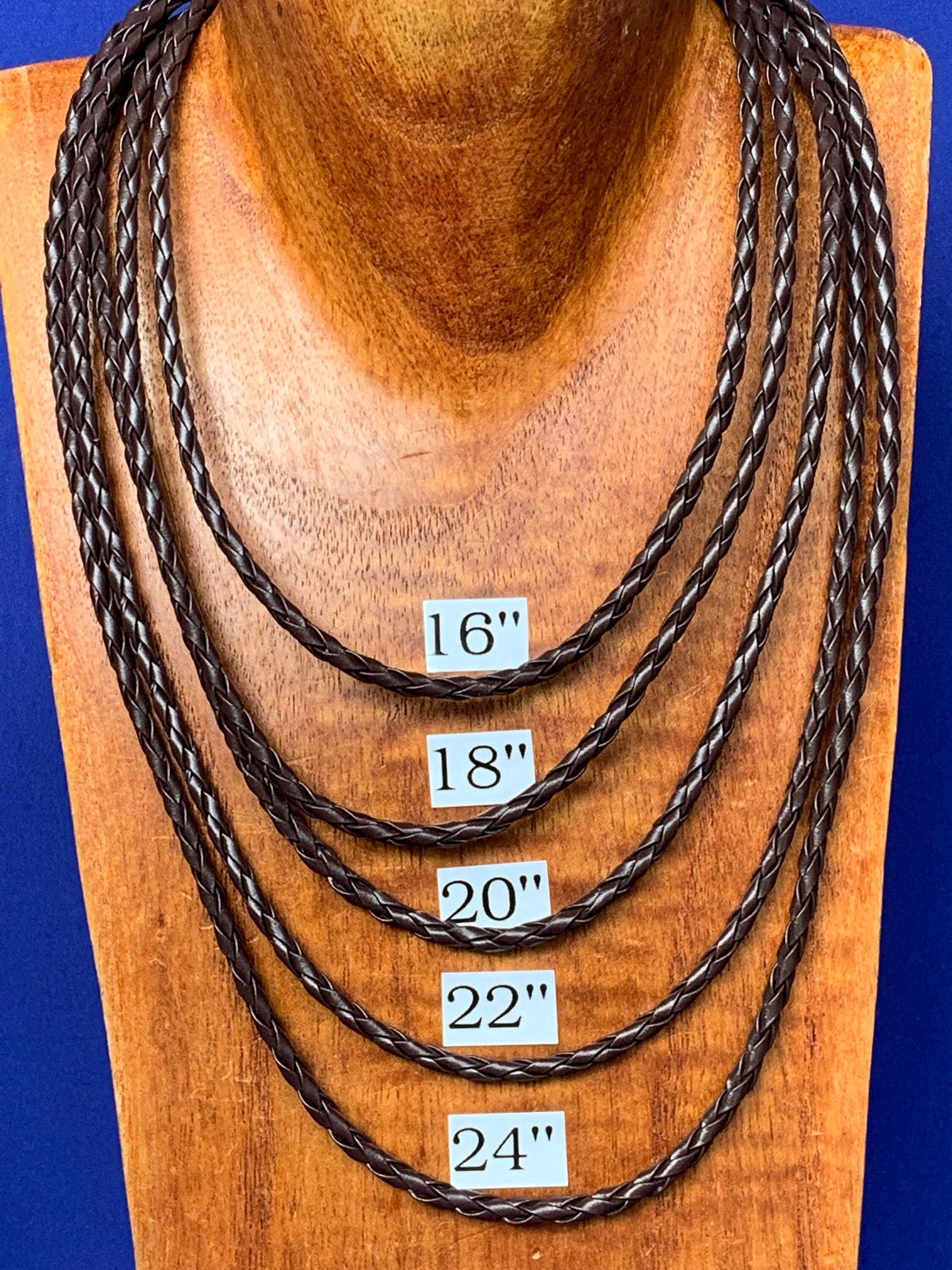 AYYUFE Men Leather Cord Double Circle Ring Pendant Necklace
