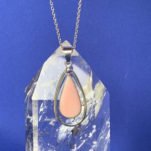 Pink opal pendant set with sterling silver, Peruvian opal