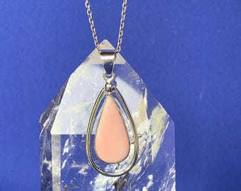 Pink opal pendant set with sterling silver, Peruvian opal