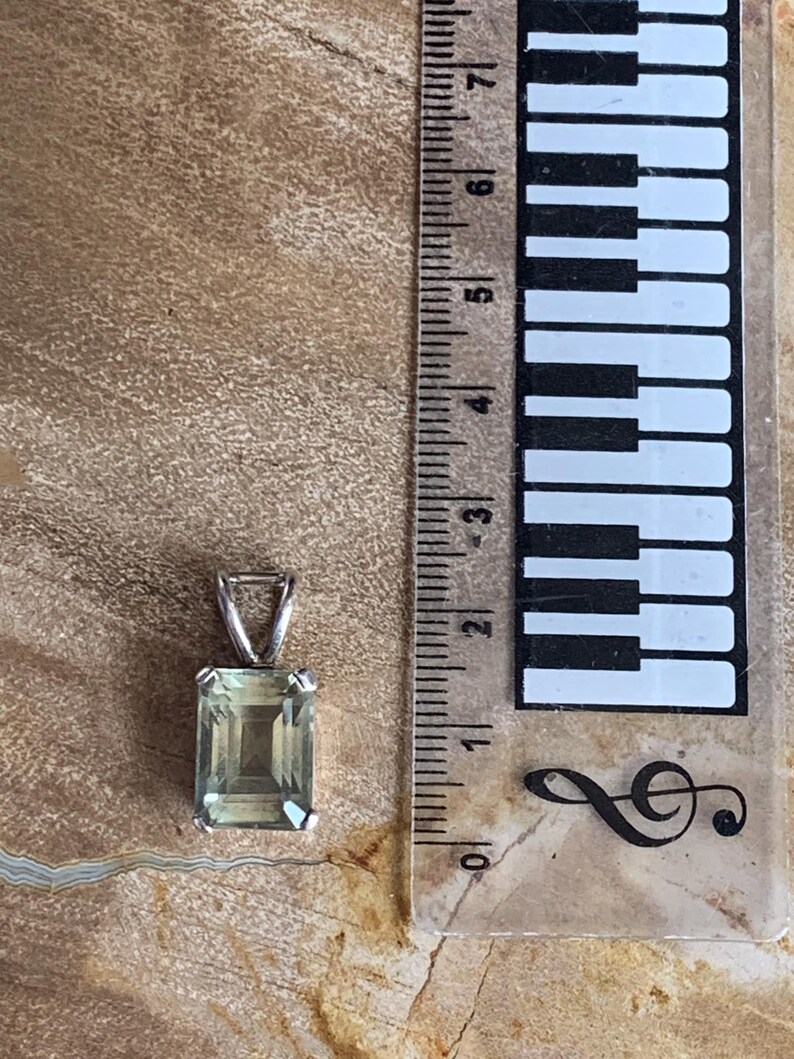 Prasiolite Pendant Set With Sterling Silver, Green Amethyst, Faceted