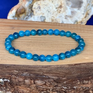 Blue apatite bracelet 6 mm on elastic many sizes available
