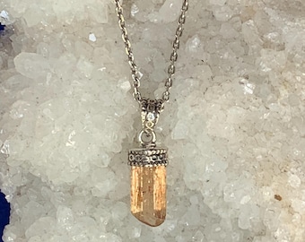 Imperial topaz pendant set with sterling silver natural topaz crystal, 6 carats