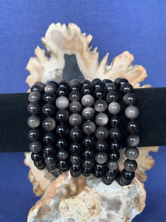 Silver sheen obsidian sale bracelet