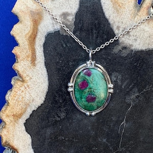 Pendentif rubis fuschite et argent sterling ruby zoisite