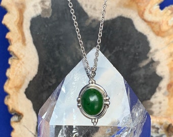 Jade pendant set with sterling silver nephrite jade from British Colombia in Canada