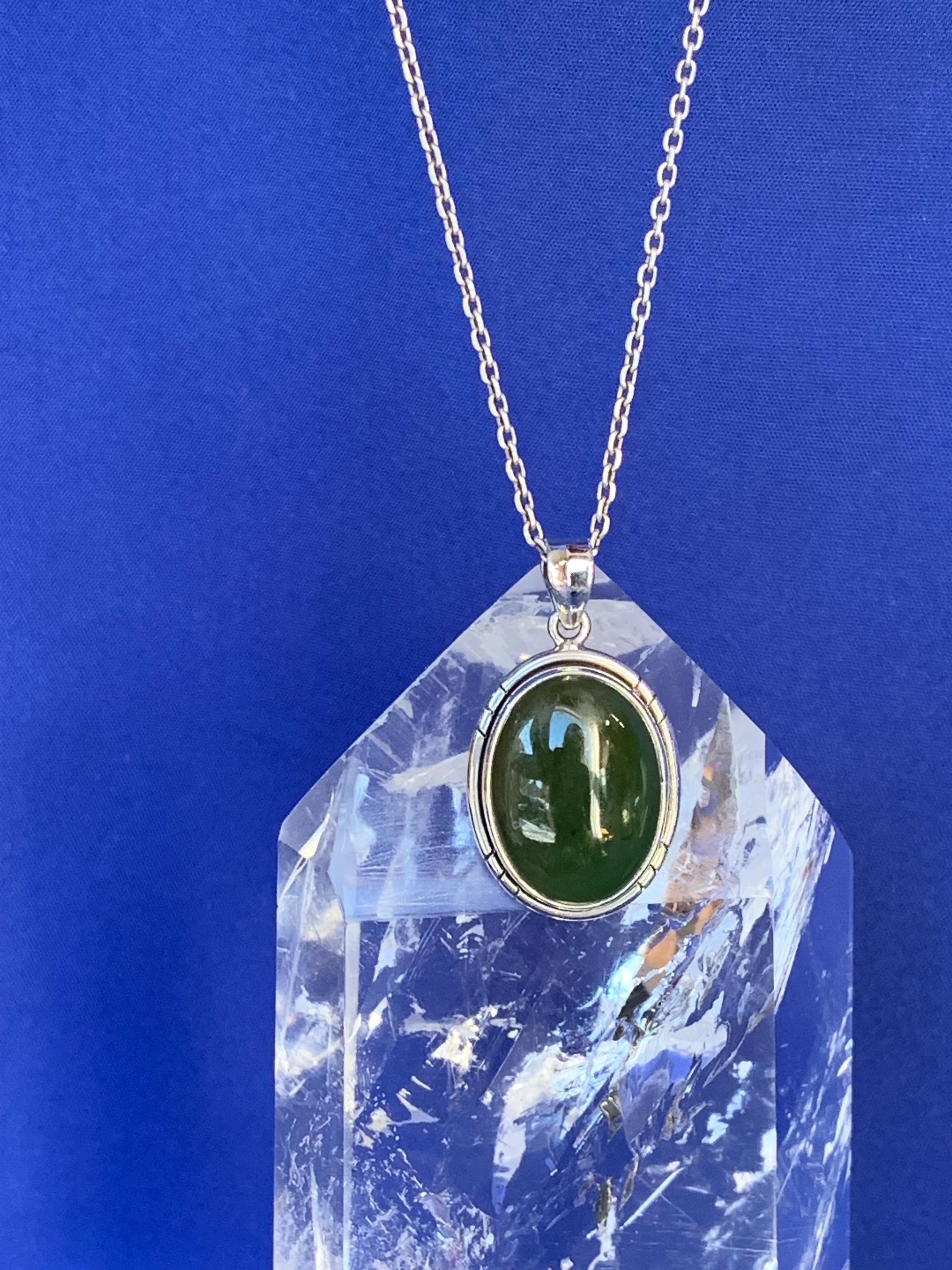 Collier En Jadéite Verte 12 Mm - 315 Carats, Réglable 43-46 Cm, Argent Massif 925, Fabrication Française