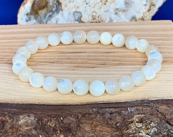 AAA Mother of pearl bracelet, 8 mm, elastic thread, Sea shell bracelet