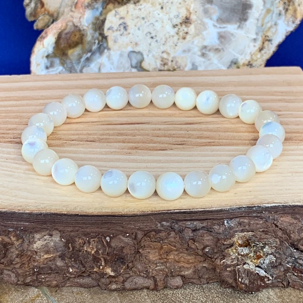 Bracelet nacre de perle AAA, coquillage 8 mm, élastique