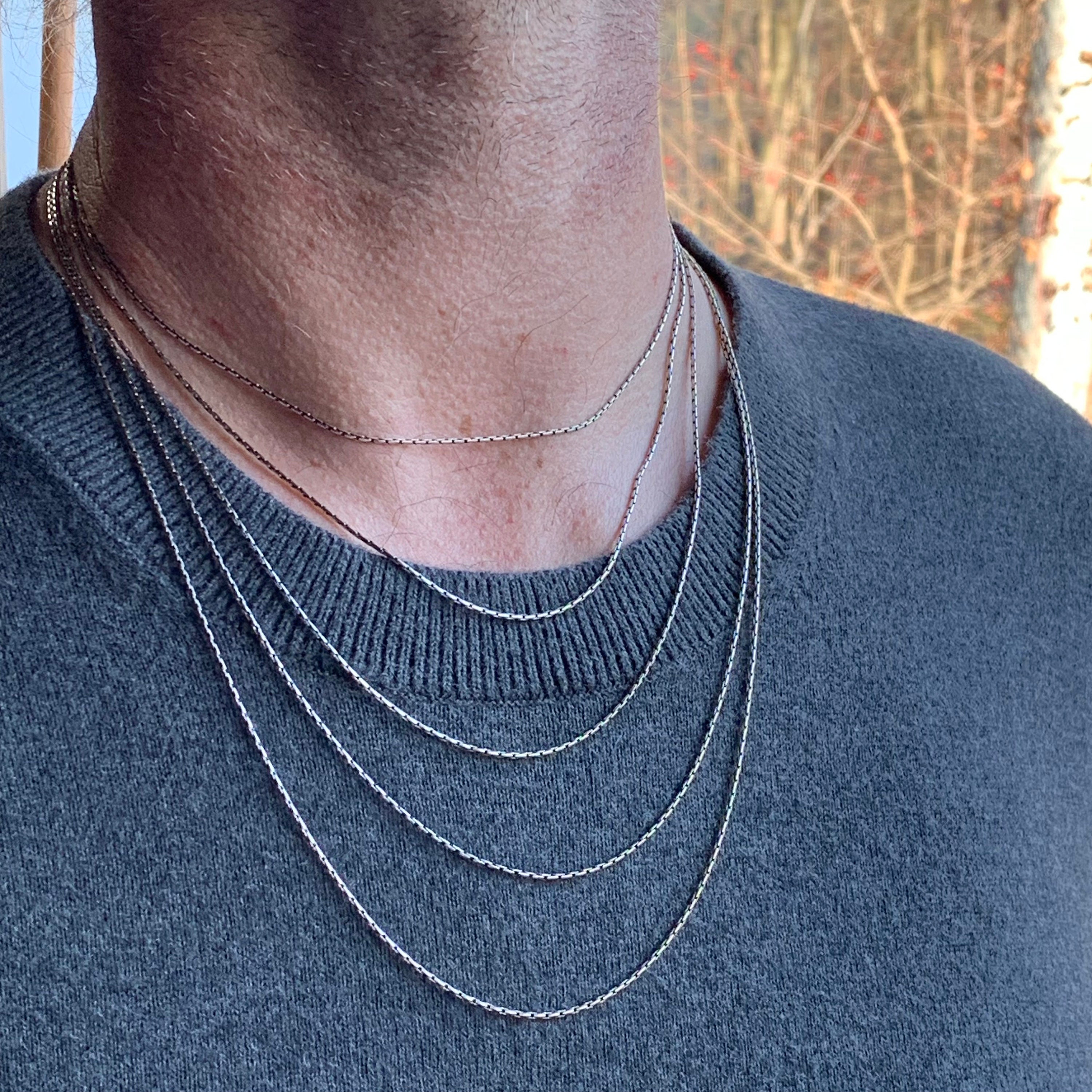 OXIDIERTES STERLINGSILBER 1,8 Mm SOLIDE RUNDE BOX KETTE 18"",20"" Oder