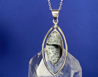 Dendrite opal pendant set with sterling silver, modern design