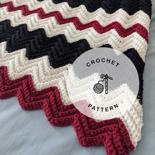 Ridged Chevron Afghan Pattern, Crochet Pattern, Instant Download