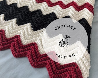 Ridged Chevron Afghan Pattern, Crochet Pattern, Instant Download