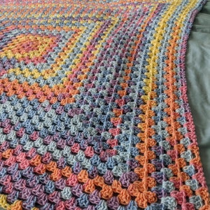 Colorful Crocheted Granny Square Blanket