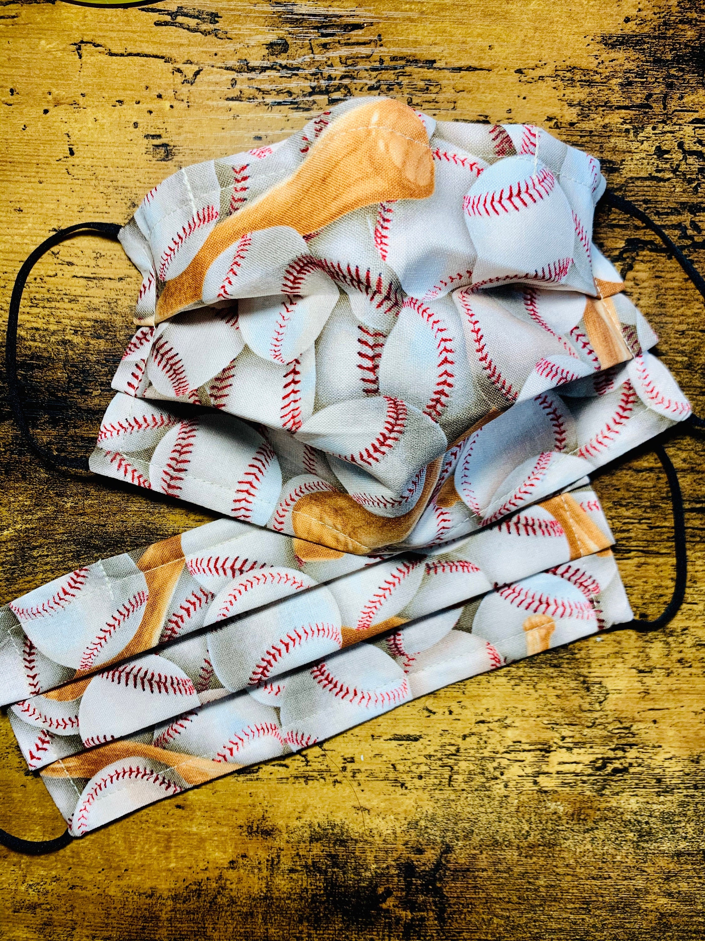 Adult Baseball Print Reusable Face Mask Etsy