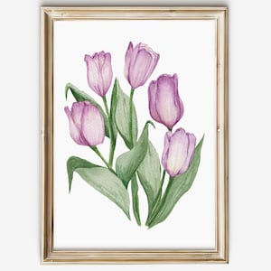 Watercolour Tulips Art Print - 5x7 / 8x10