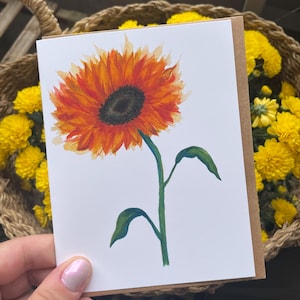 Carte de voeux tournesol / Carte pour notes / Carte aquarelle