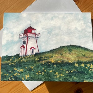 Wenskaart vuurtoren / briefpapier aquarel