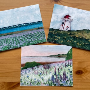 Pacote com 3 cartões comemorativos / Paisagens da Ilha do Príncipe Eduardo / Papelaria em aquarela / PEI Art