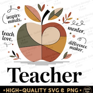 Teacher Tshirt Design, Happy Teacher Appreciation Gift Back To School SVG PNG, Teacher Life Sublimation, Minimalist Apple Teacher Bundle Art