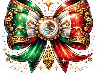 Coquette Ribbon bow Mexican Flag PNG Clipart Mexico Sublimation Design Mexican Bow Festive Latino Design Mexicana Chicana Mexican Girl Png