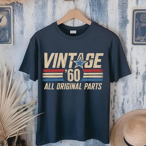 65th Birthday T-Shirt For Men - Vintage 1960 Retro Design, Customizable Year & Color, Sm-5XL