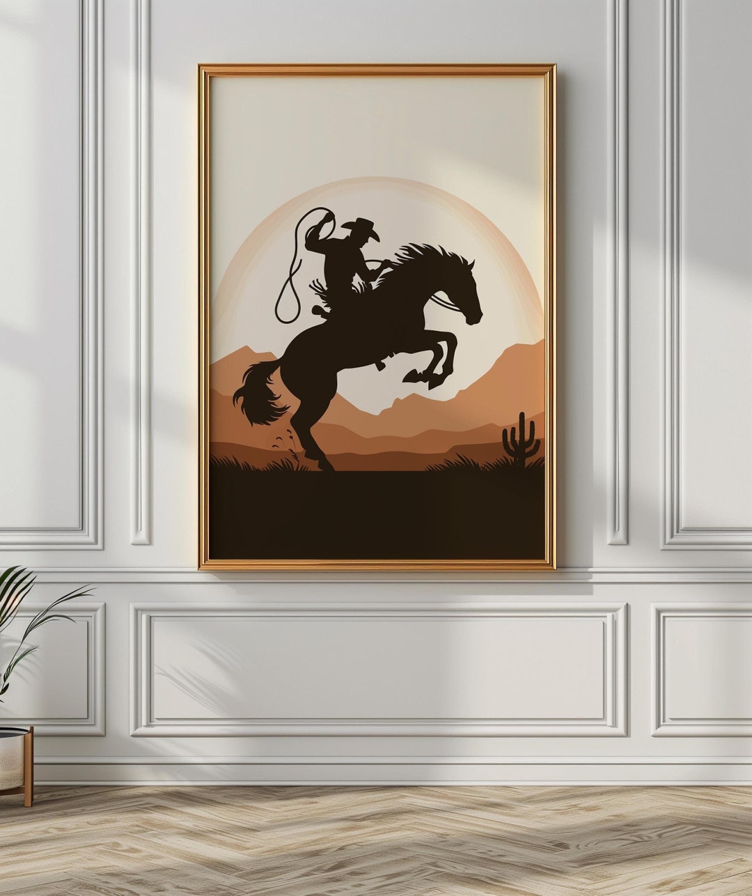 Western Cowboy Art Print Horse Rider Cowboy Poster Wild West Decor ...
