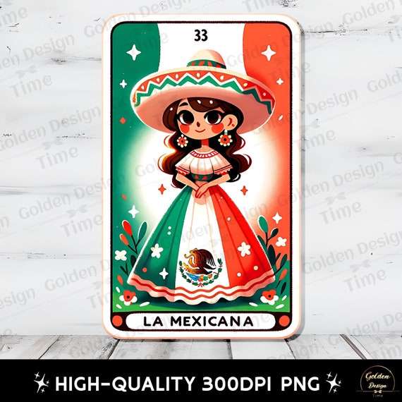 La Mexicana Latina Tarot Card PNG Mexicana Loteria Card PNG
