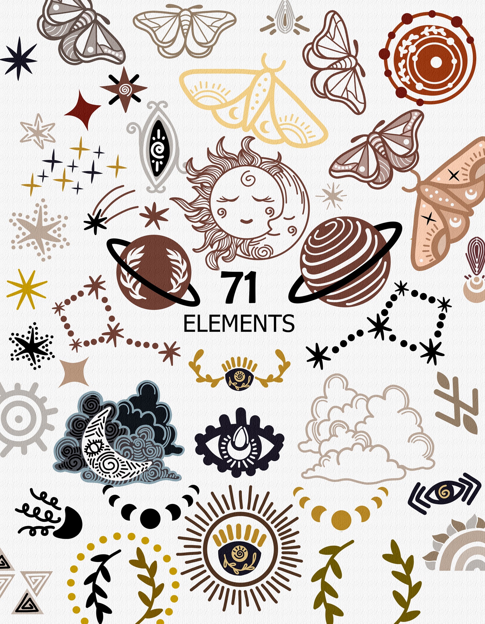 Download Magic boho moon clipart Kids Celestial clipart Magical | Etsy