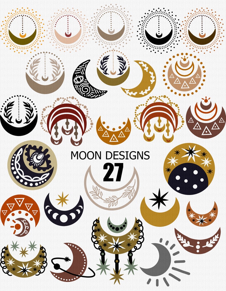 Download Magic boho moon clipart Kids Celestial clipart Magical | Etsy