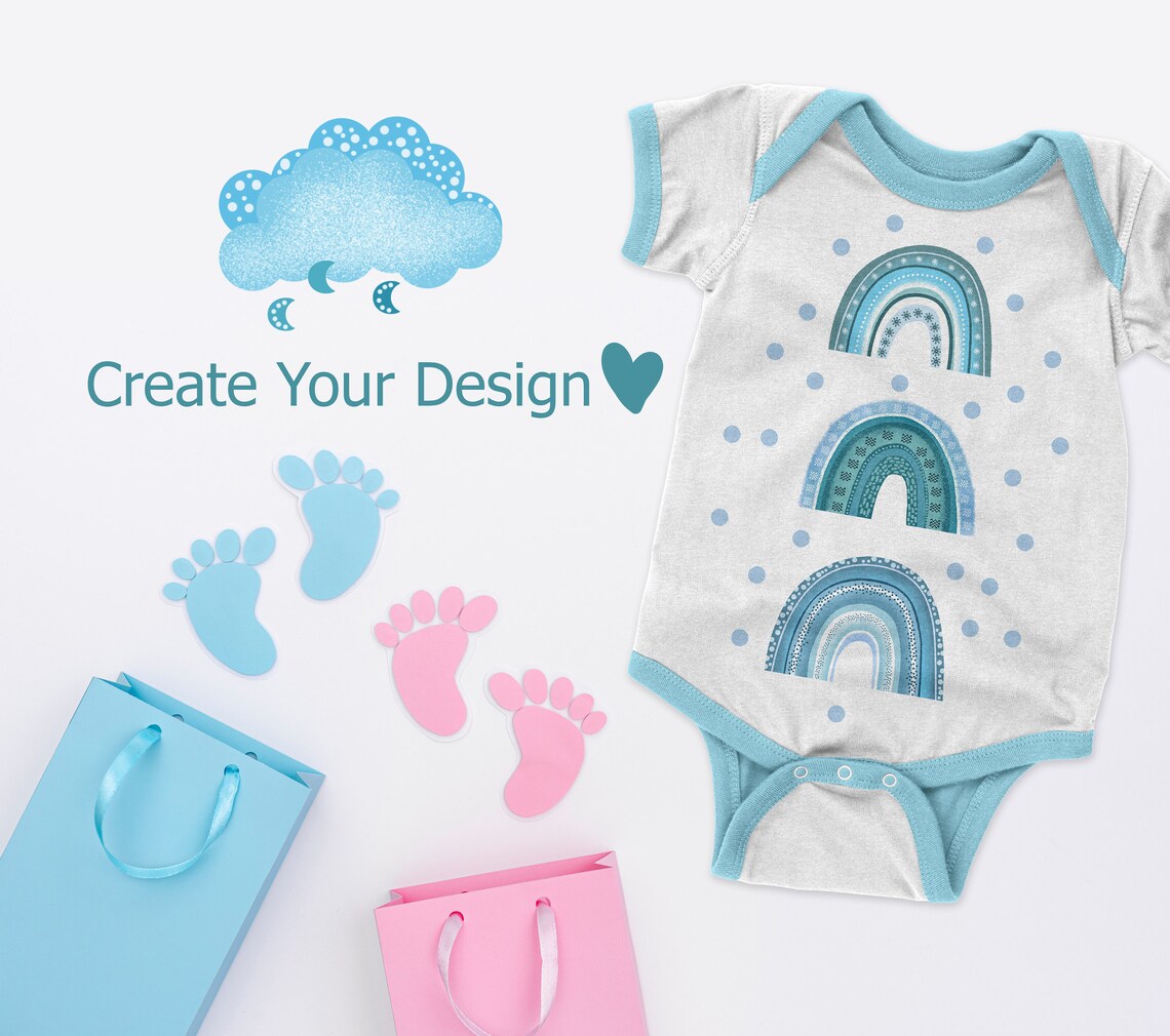 Rainbow baby boy blue rainbow nursery art blue boho rainbow Etsy