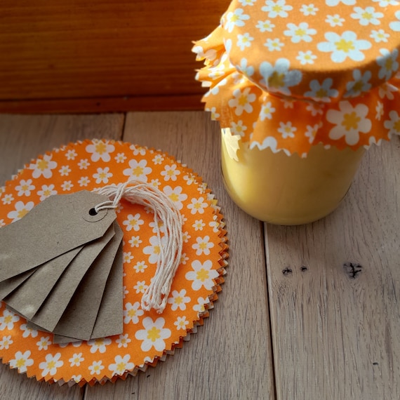 12 Fabric Jam Jar Covers Cotton Lid Covers Floral Jar Etsy