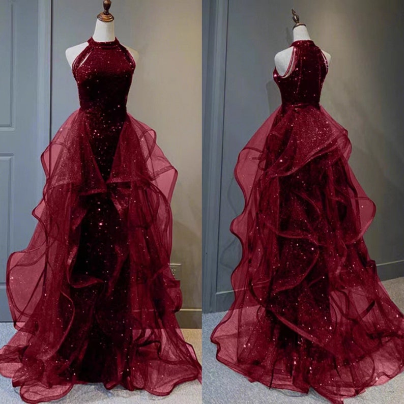 Red Sequins Prom Dress,elegant Party Dress,wedding Party Dress,fairy