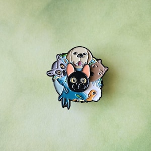 Spinning Cat and Friend Pin
