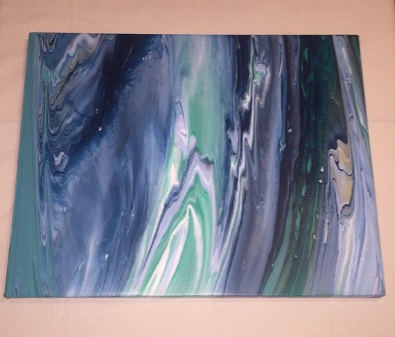 Ocean Waves Drip Painting Decor 16x20