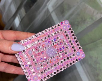 Lavendar Bedazzled Mini Mirror Cosmetic Box w/charms included